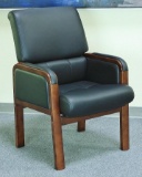 (5) Mountain View Leather w/Brown Walnut Wood Color Guest Chairs (4 - legged chair)