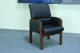 (6) Mountain View Leather w/Enriched Walnut Wood Color Guest Chairs (4 legged chair)