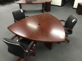 Phoenix 60 Deluxe Meeting Table w/3 Palo Alto Mid-Back Chairs in Enriched Walnut