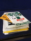 Lot of Assorted Metal/Plastic/Vinyl Safety Caution Signs/Stickers/Decals