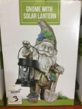 (3) Gnomes With Solar Lantern Outdoor Decorations