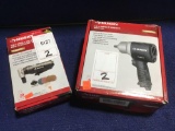 (1) Husky 1/2in. 800ft-lbs Impact Wrench and (1) 1/4in. Angle Die Grinder