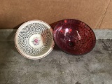 Lot of Assorted (2) Decorative Glass Bowls