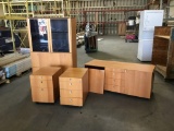 Lot of Matching Wood Office Furniture Set