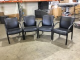 Lot of (4) La-Z-Boy Black Leather Utility Chairs