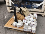 Pallet Lot of Assorted Table Parts/Pieces and LiftMaster Integrated Back-Up Batteries