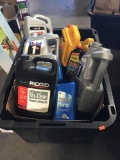 Lot of Assorted Automobile Motor Oil, Marking Chalk, Thread cutting Oil Etc.