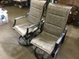 (2) Hampton Bay Statesville Padded Sling Patio Lounge Swivel Chairs