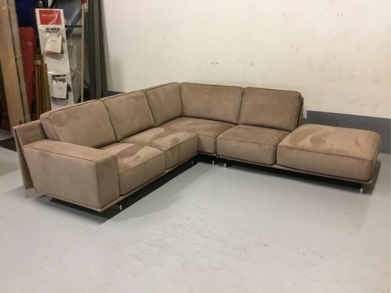 Babylon RHF Light Brown Suede Leather 3-Piece Sectional
