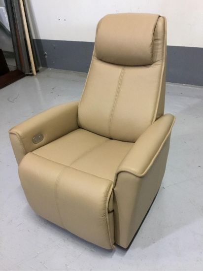 Fjords USA Inc. Urban Latte Leather Small Swivel/Rocking Power-Relaxer/Recliner