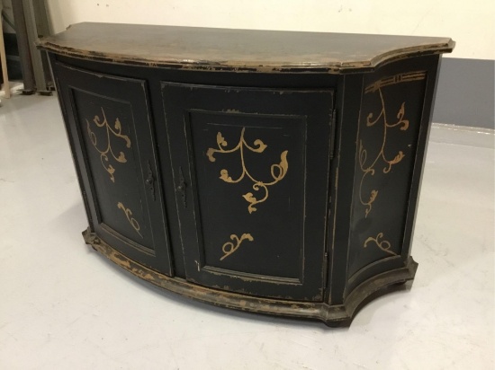Dovetail Faux-Antique Black Distressed Cabinet