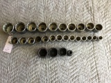 Lot of Assorted 3/4in Drive SAE and Metric Sockets