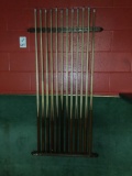 Lot of (10) Cue Sticks and Rack