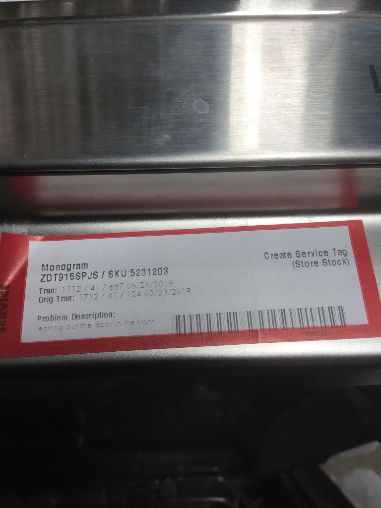 ge monogram dishwasher problems