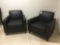(2) Black Leather Stationary Chairs