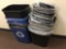 Lot of (12) Assorted Size/Type Plastic Garbage Cans