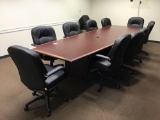 12ft. Executive Conference Table w/10 Black Leather Rolling Office Chairs