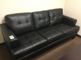 (1) Black Leather Sofa and (1) Matching Black Leather Chair