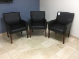 (3) Black Leather Stationary Chairs