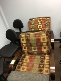 (2) Wood Base, Shape Pattern Stationary Chairs