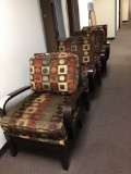 (4) Wood Base, Shape Pattern Stationary Chairs