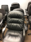 Lot of (4) Assorted Black Leather Rolling Office Chairs
