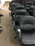 Lot of (7) Black-Leather Rolling Office Chairs