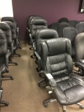 Lot of (6) Black-Leather Rolling Office Chairs