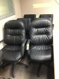 (6) Assorted Black Leather Rolling Office Chairs