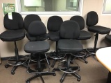 (7) Workstation Adjustable Height Rolling Chairs