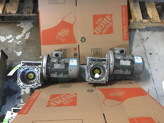 (2) Worm Gear Reducers With Small Electric Motors