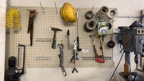 Peg board with tools