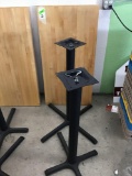 (2) Wooden Table Tops With (2) Metal Table Bases