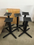 (5) Wooden Table Tops With (5) Metal Table Bases