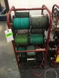 Assorted Wire Spools on Rolling Caddy