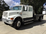 1998 International 4700 CNG 12ft Flat Bed Crew Cab Truck