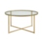 Walker Edison Furniture Company 36in. Glass/Gold Coffee Table with X-Base