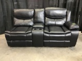 Black Leather Sofa with LED Lights