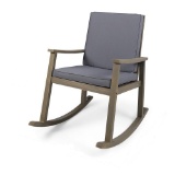 Noble HouseCandel Gray Wood Outdoor Rocking Chair with Dark Gray Cushions