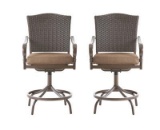 (2) Hampton Bay Walton Springs Swivel Aluminum Outdoor Dining Chairs w/Bare Cushions