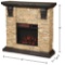 Home Decorators Collection Highland 40in. Faux Stone Mantel Electric Fireplace in Tan