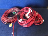 (3) Husky 100 ft. 14/3 Indoor/Outdoor Extension Cord, Red and Black
