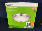 Commercial Electric 13 in. 60-Watt Equivalent Brushed Nickel Integrated LED Flush Mount with White