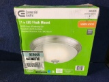 Commercial Electric 11 in. 60-Watt Equivalent Brushed Nickel Integrated LED Flush Mount with Frosted