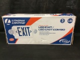 Lithonia Lighting 2-Light Plastic LED White Exit Sign/Emergency Combo with LED Heads and Red Stencil
