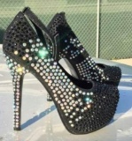 Womens Size 6-1/2 Rhinestone Heels