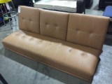 Brown Leather Low Profile Convertible Sofa