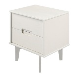 Walker Edison Furniture Company 2-Drawer White Groove Handle Wood Nightstand