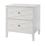 Home Decorators Collection Newford 2-Drawer Ivory Wood Nightstand w/Diamond Trim