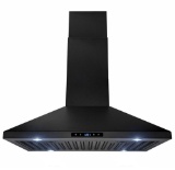 AKDY 30 in. 470 CFM Kitchen Island Mount Range Hood in Black Painted Stainless Steel with Touch